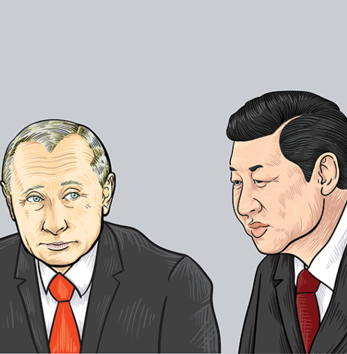 Russisch president Vladimir Poetin en Chinees leider Xi Jinping