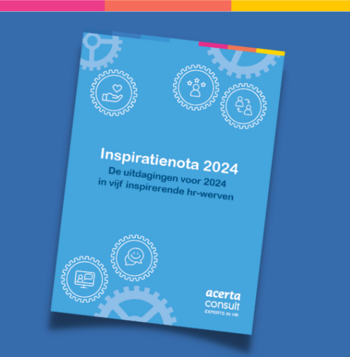 cover inspiratienota 2024 van Acerta Consult op een blauwe achtergrond