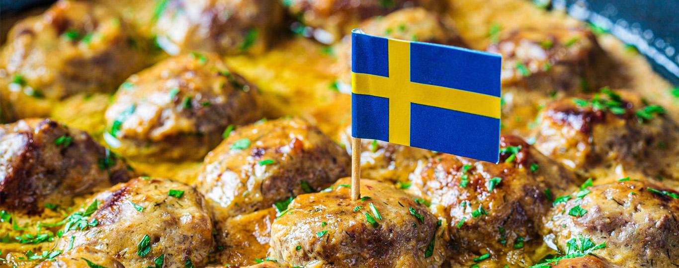 Köttbullar met Zweeds vlagje