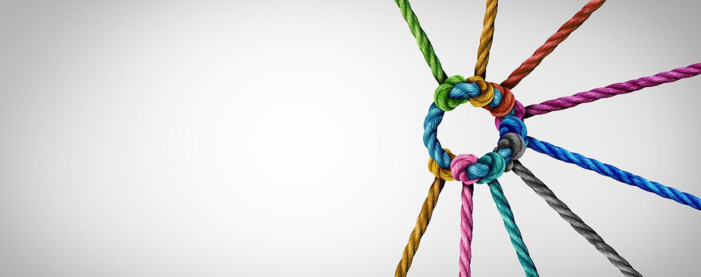 diverse touwen die met elkaar verbonden zijn