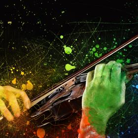 kleurrijke handen bespelen viool